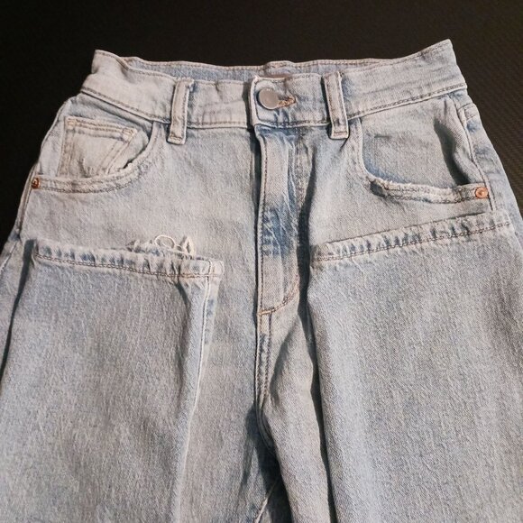 DL1961 Susie Tapered High-Rise Distressed Jeans Women's Size 23 Seaglass Blue - Picture 10 of 15